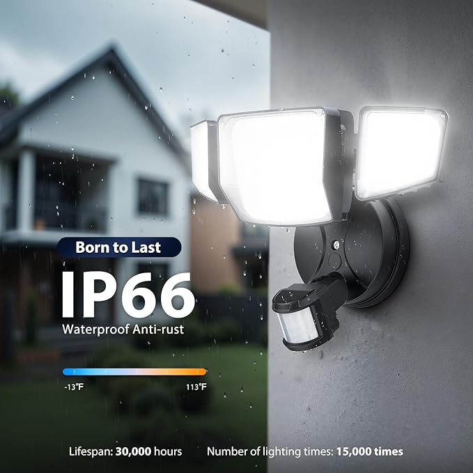 Onforu 90W 10000LM LED Motion Sensor Outdoor Lights, 4-Head Dusk to Dawn - Image 6