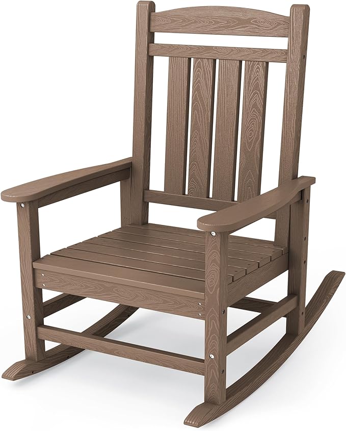 KINGYES HDPE Outdoor Rocking Chair, Widened Seat Patio Rocking Chair, Oversized by KINGYES