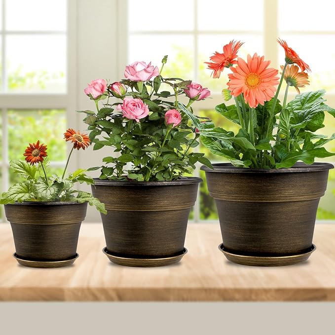 Plant Planters Pots Set of 4 Pack 13 Inch，Large Plastic Flower Pot - Image 2