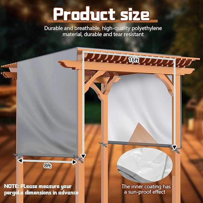 Universal Pergola Replacement Canopy Outdoor Canopy Shade Cover Waterproof - Image 2