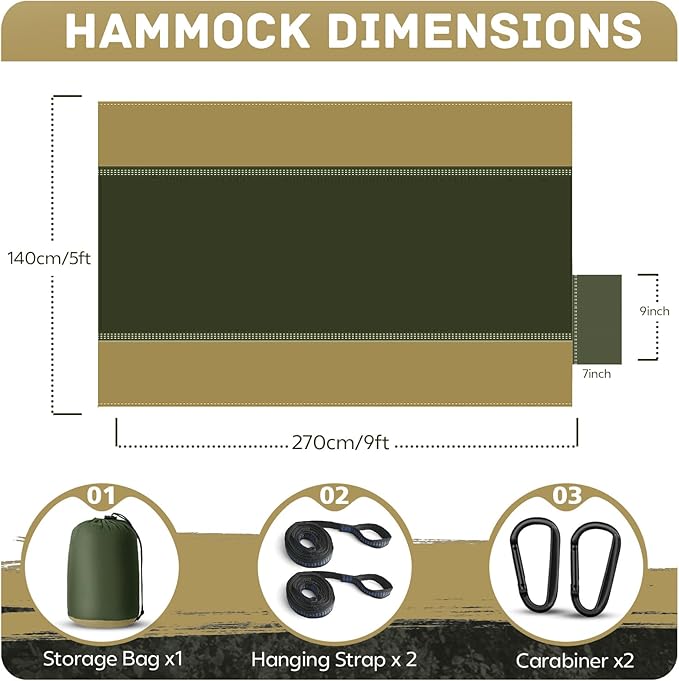 Camping Hammock Lightweight, Portable Hammocks Parachute Hammock - Image 2