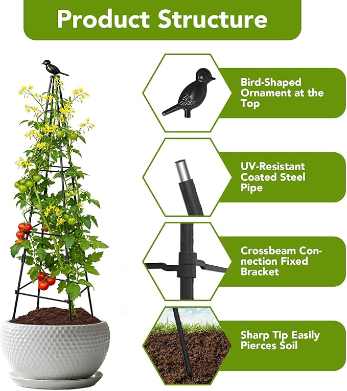2 Pack Garden Trellis for Climbing Plants Outdoors, 70inch Tower Obelisk - Image 3
