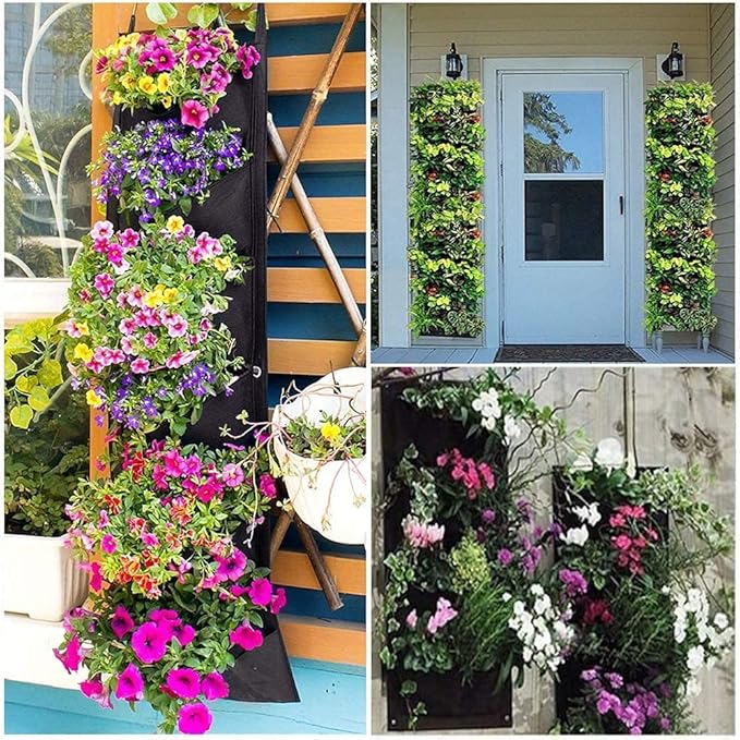 LITLANDSTAR Hanging Planter Bags, 2 Pack 7 Pocket Hanging Vertical Wall Planter - Image 8