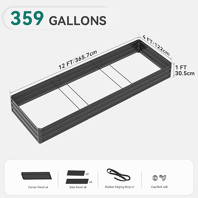YITAHOME 144x48x12 in Galvanized Raised Garden Bed Kit, Large Metal Planter Box - Image 9