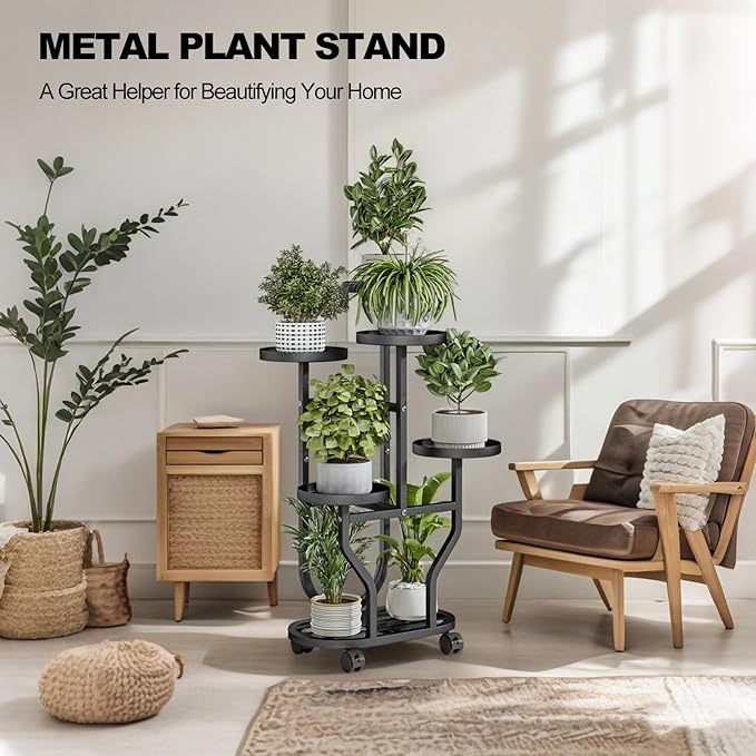 Plant Stand 5 Tier Indoor Outdoor Metal Flower Shelf - Image 6