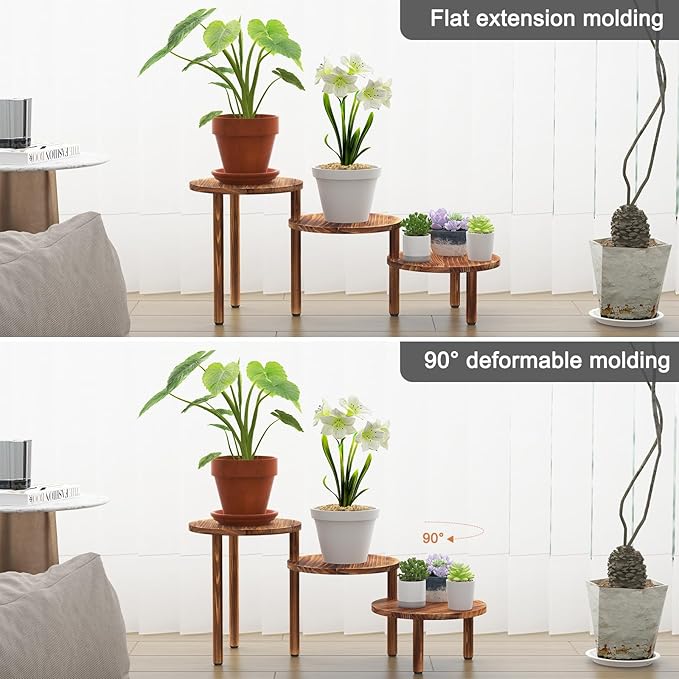 3 Tiers Plant Stand Indoor, Wood Plant Stands - Image 3