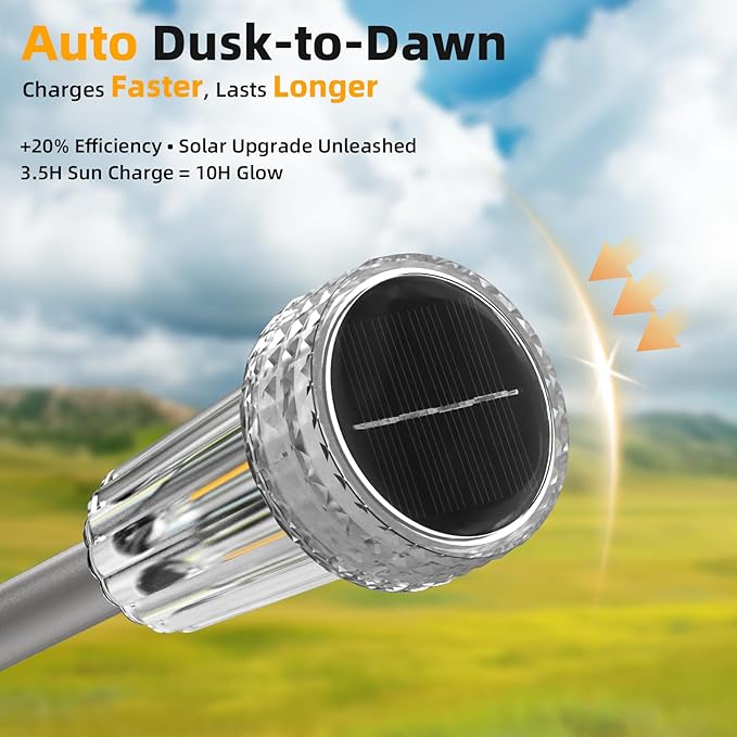 DERAYSION 12 Pack Solar Pathway Lights Outdoor, Auto Dusk-to-Dawn Landscape - Image 6