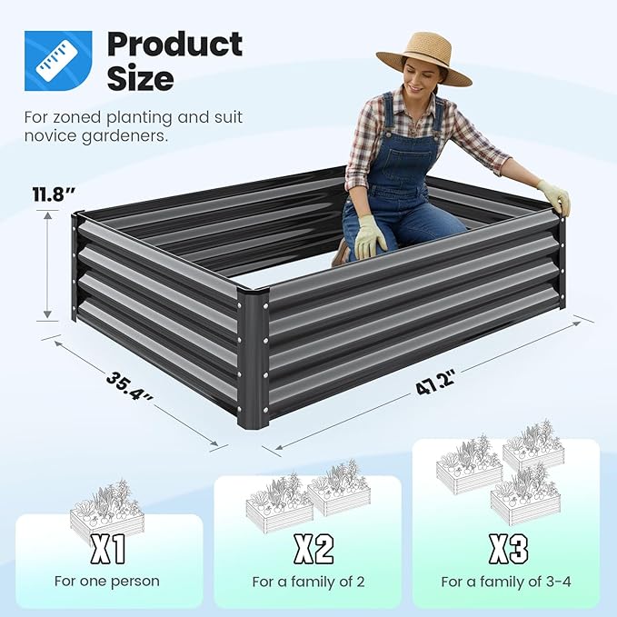 Quictent Galvanized Raised Garden Bed 4x3x1 Ft Metal Planter Box - Image 6