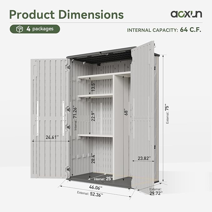 Aoxun Outdoor Resin Storage Shed - Image 6