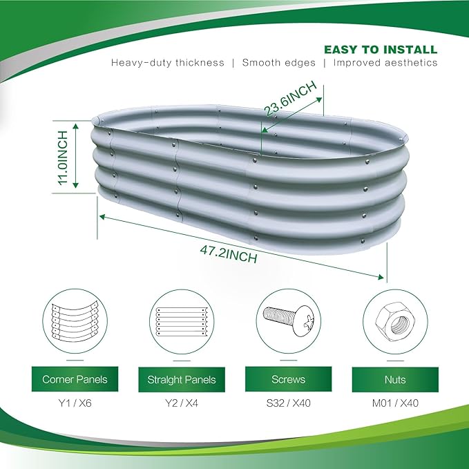 Gardmax 2 Pack Galvanized Raised Garden Bed, Lightweight Planter Boxes Outdoor - Image 4