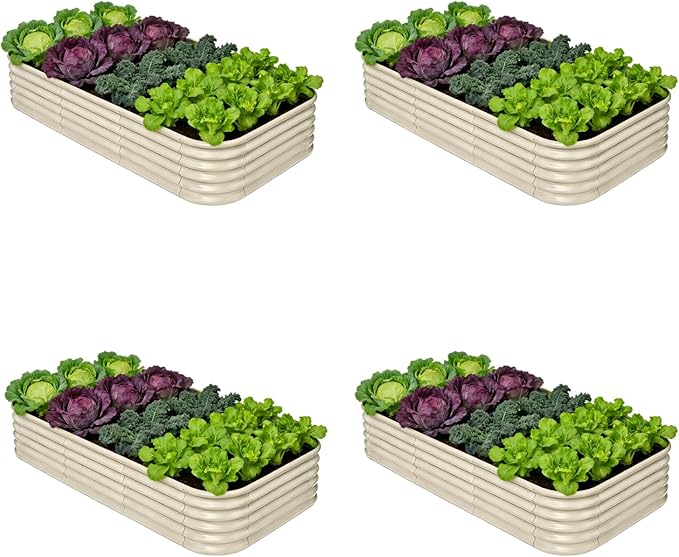 4-Pack Galvanized Raised Garden Bed 8x4x1.5 | 10x2x1.5 ft, Modular Raised by Annoell