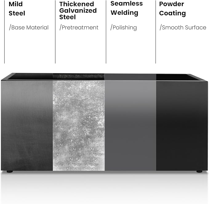 GSK 30" L Black LED Metal Planter Rectangle Flower Box Light Strips ×2 - Image 8