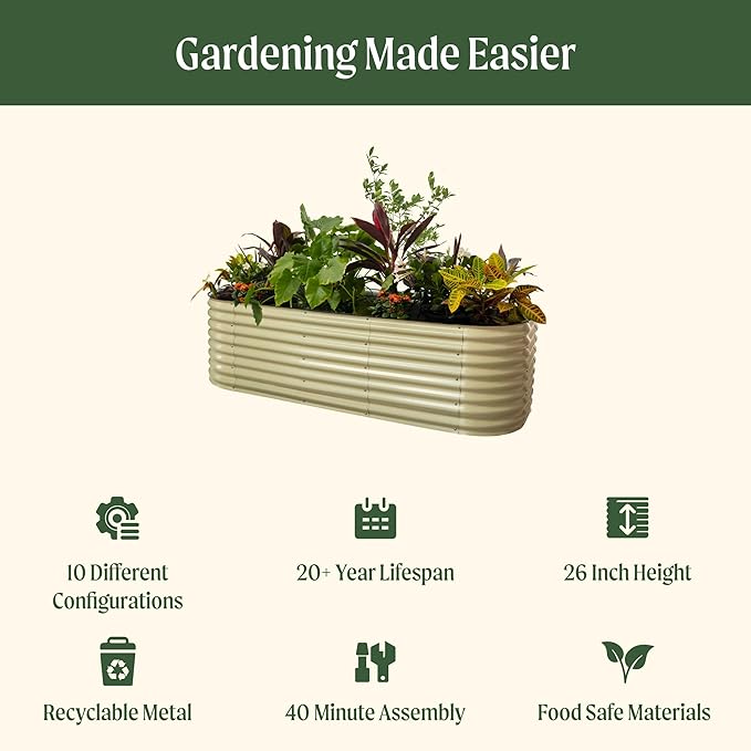 Vego garden 26" Extra Tall Raised Garden Bed Kits, 10 in 1 Modular Raised - Image 2