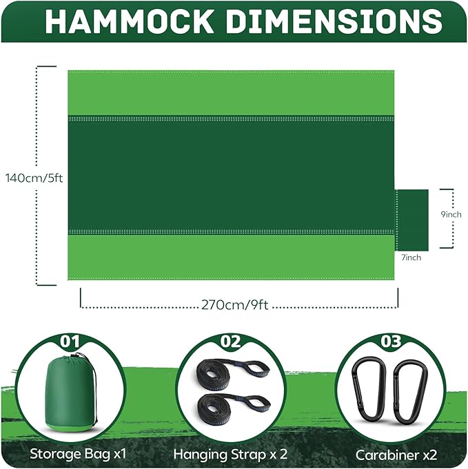 Camping Hammock Lightweight, Portable Hammocks Parachute Hammock - Image 2