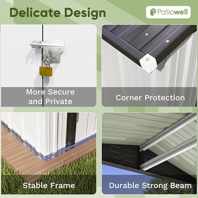 Patiowell 6x4 FT Outdoor Storage Shed, Garden Tool Storage Shed - Image 6