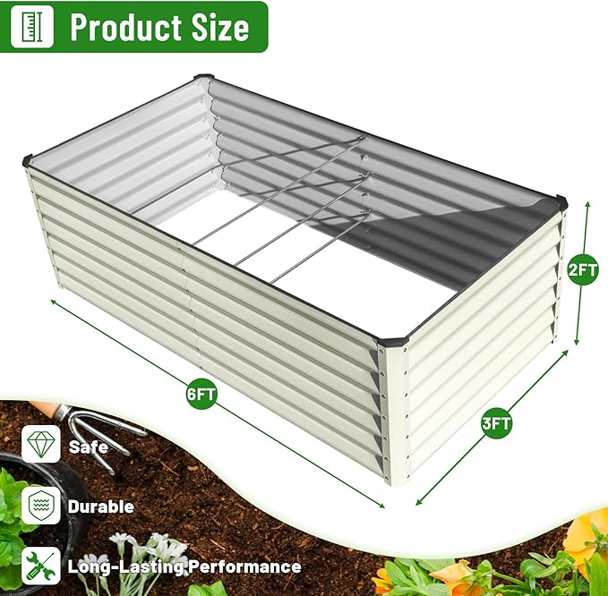 SnugNiture Galvanized Raised Garden Bed 6x3x2FT Outdoor Large Metal Planter Box - Image 2