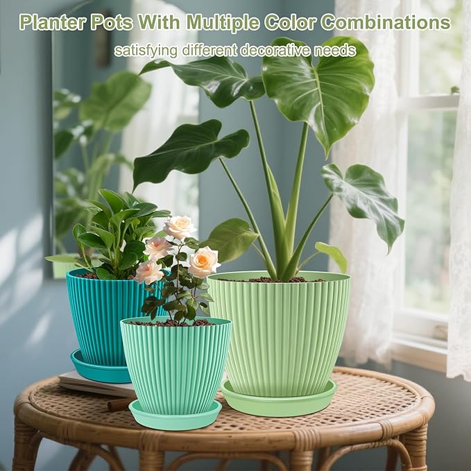 SupKing Large Plant Pots 7.5/6.7/6 Inch Set of 3, Plastic Flower Pots Planters - Image 4