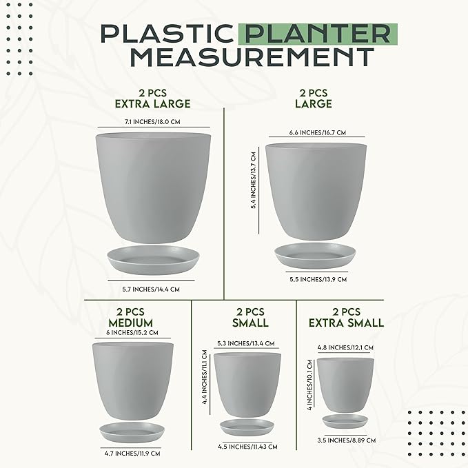 Utopia Home - Plant Pots Indoor - 7/6.6/6/5.3/4.8 Inches Home Decor Flower Pots - Image 3