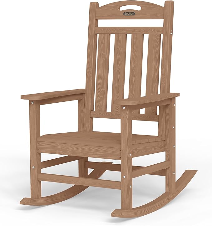 Oversized Rocking Chair Outdoor, High Back Porch Rocker Chair, HDPE All Weather by Suunyn