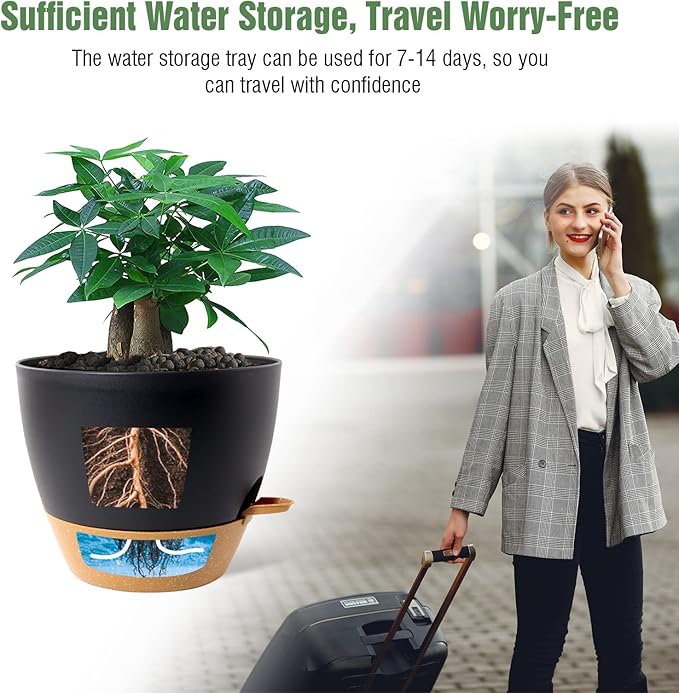 12inch 2Pack Large Self Watering Planters, Plastic Plant Pots - Image 5
