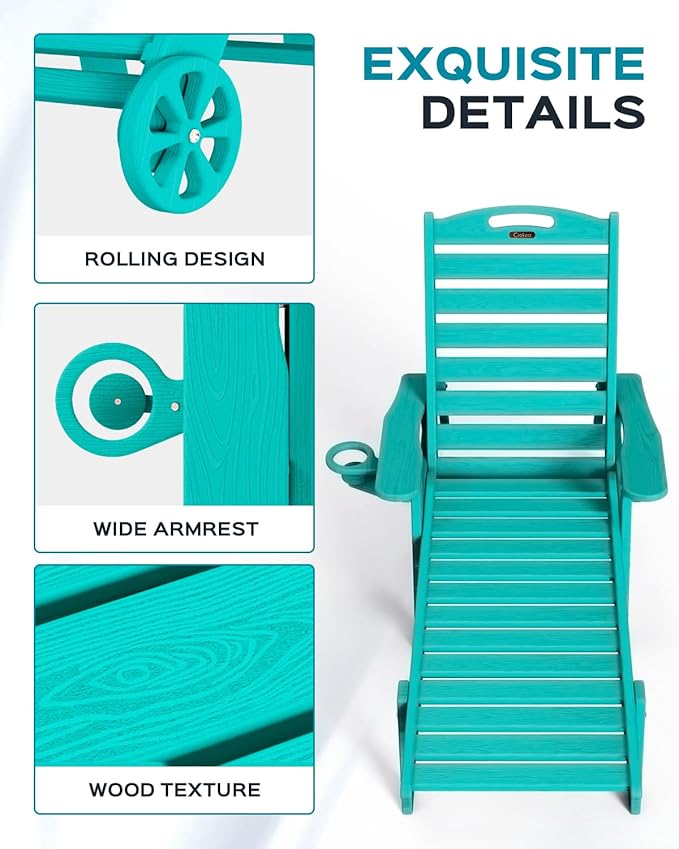 Outdoor Lounge Chair Set of 4, All Weather Patio Chaise Lounge Chair - Image 5