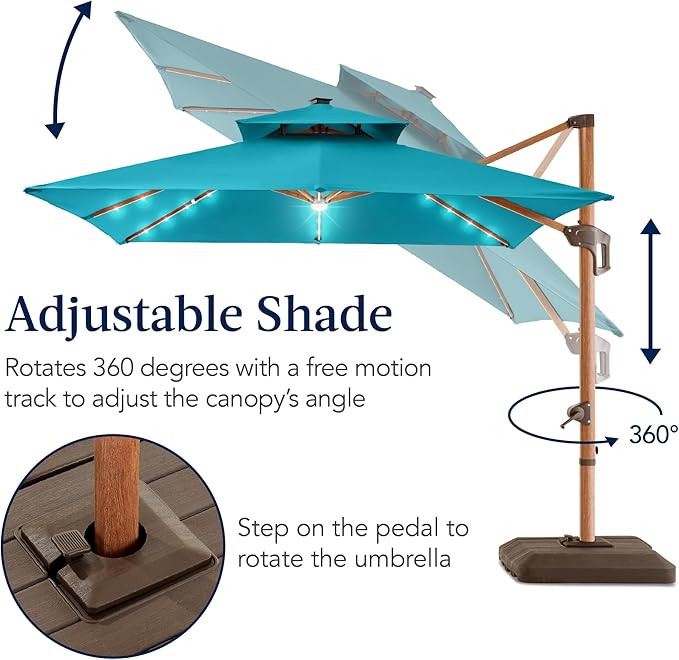 Best Choice Products 10ft Square Cantilever Patio Umbrella w/Base Included - Image 8