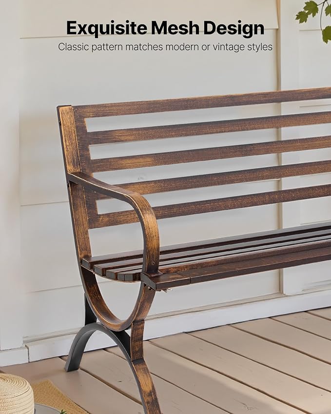VEVOR Outdoor Bench, 50 inch, Carbon Steel Metal Frame - Image 5