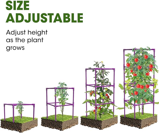 3 Pack Tomato Cages, Square Tomato Plant Stakes Support Cages Trellis - Image 3