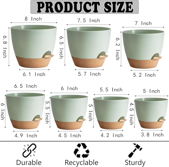 Self Watering Plant Pot with Drainage Hole, Plant Pots Outdoor Flower Pots - Image 4