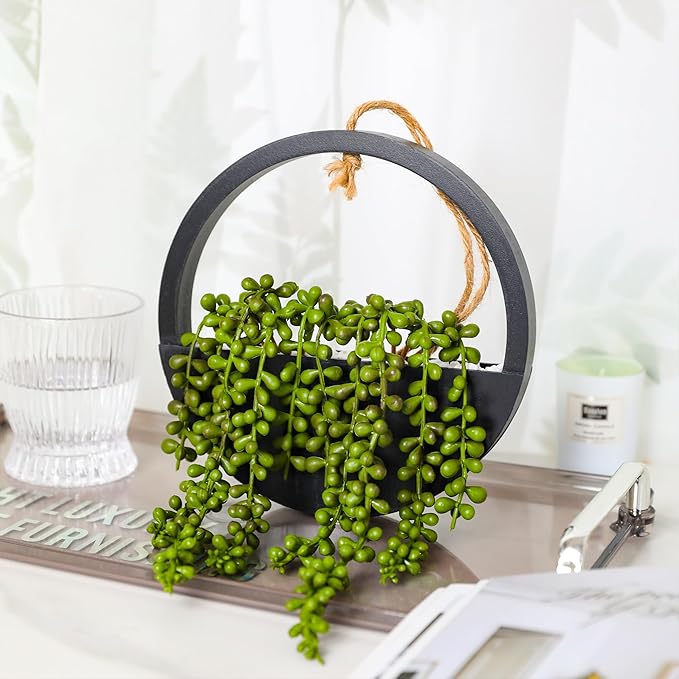 Floweroyal 2pcs Artificial Succulents Hanging Plants 12.2'' Fake String of - Image 9
