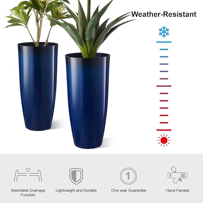 Glitzhome 30" H Tall Planters for Outdoor Plants, Large Flower Pots - Image 2