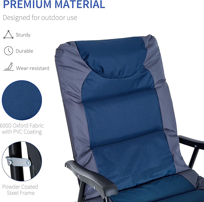 Outsunny Oversized Folding Rocking Camping Chair Set of 2, Padded Outdoor - Image 7