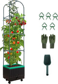Raised Garden Bed with Self Watering Garden Pots, Planter Box with Trellis by YHTPOUQE