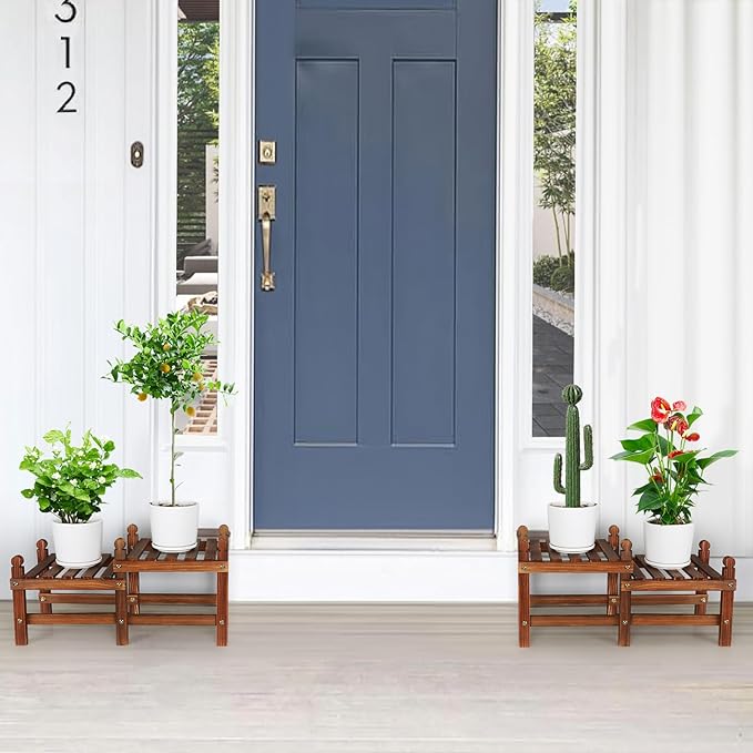 Wood Flower Stand Small Plant Stand Indoor Outdoor Plant Shelf Low Window Shelf - Image 2