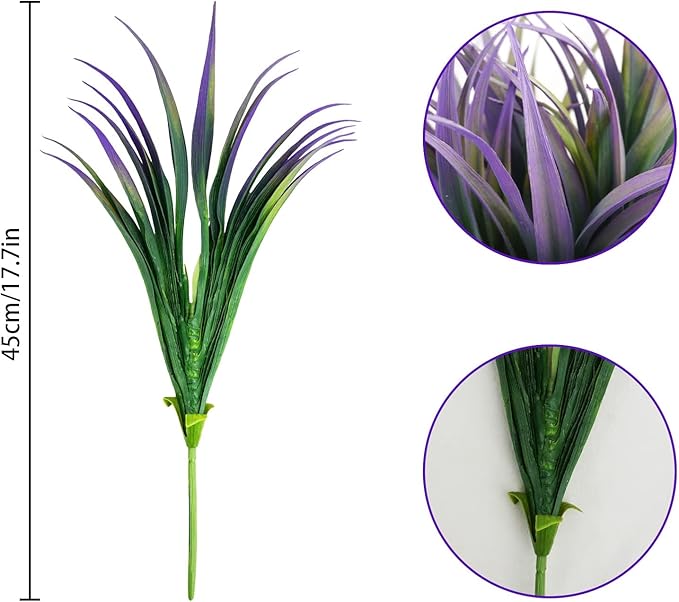32Pcs Artificial Grass Fake Plants 17.3in Outdoor Plants UV Resistant Faux - Image 5