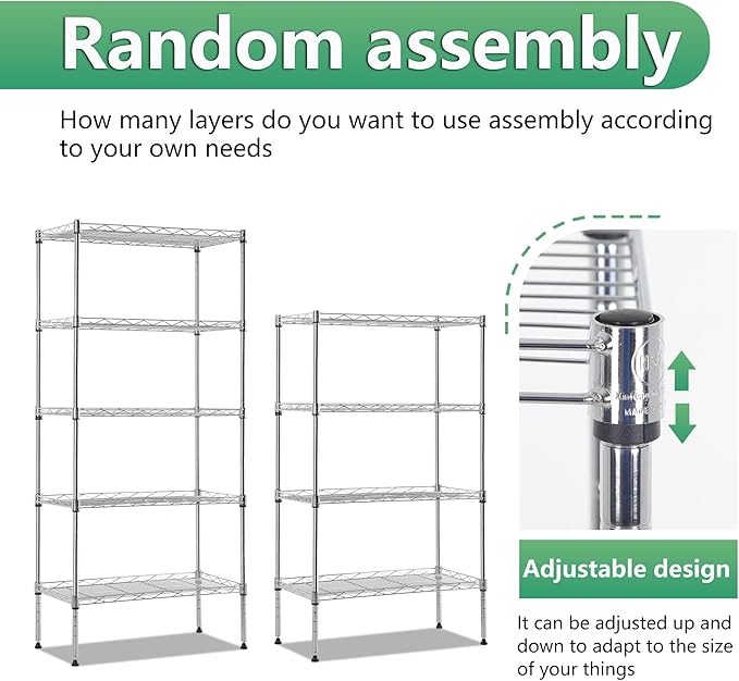 BestOffice | 5-Tier Wire Storage Shelves | 22x12x48 | Chrome | - Image 6