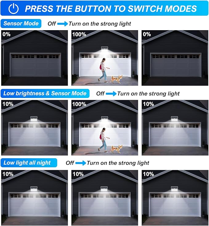 6 Pack Solar Motion Lights Outdoor Waterproof, 270° Wide Angle, 3 Modes Solar - Image 4
