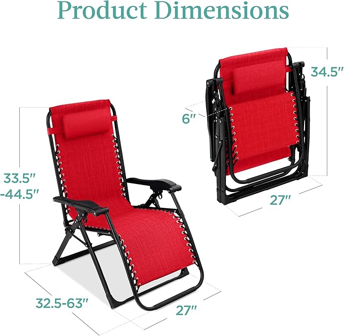 Best Choice Products Oversized Zero Gravity Chair, Folding Outdoor Patio - Image 2