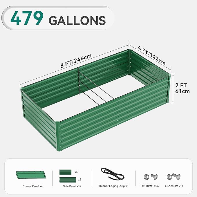 YITAHOME 96x48x24 in Galvanized Raised Garden Bed Kit, Large Metal Planter Box - Image 7