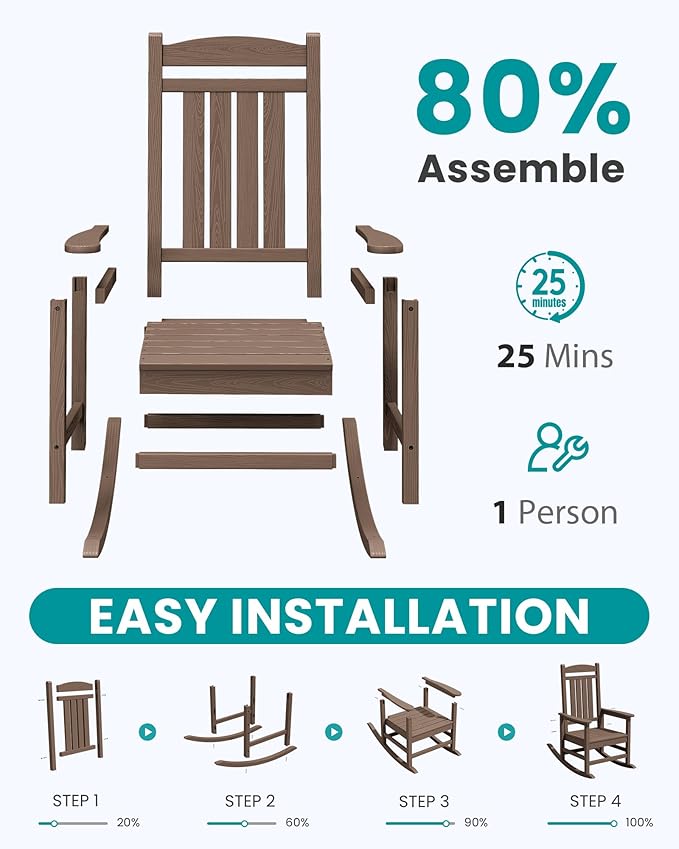 SERWALL HDPE Outdoor Rocking Chair - Image 8