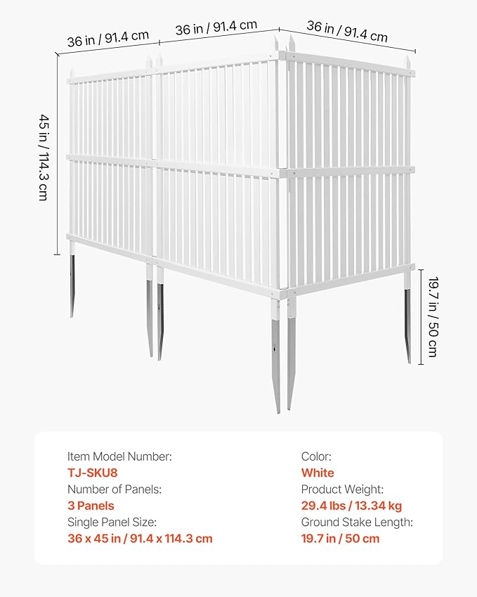 VEVOR 3 Panels Outdoor Privacy Screen, 36 x 45 in Air Conditioner Fence - Image 7