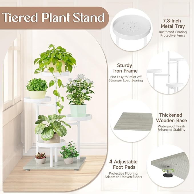 iDavosic.ly 4 Tier Plant Stand Indoor, Tiered Corner Flower Holder Shelf Outdoor - Image 3