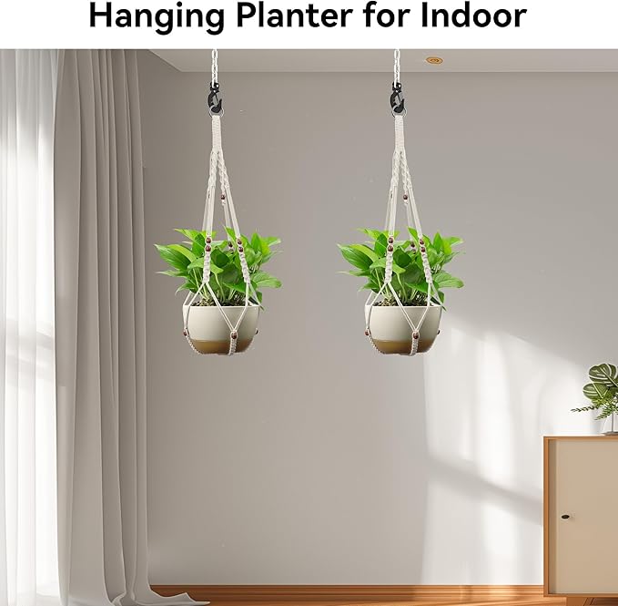 USLAI Macrame Plant Hanger Indoor Outdoor, Fits 4 to 15 Inch Pots, Strong - Image 4