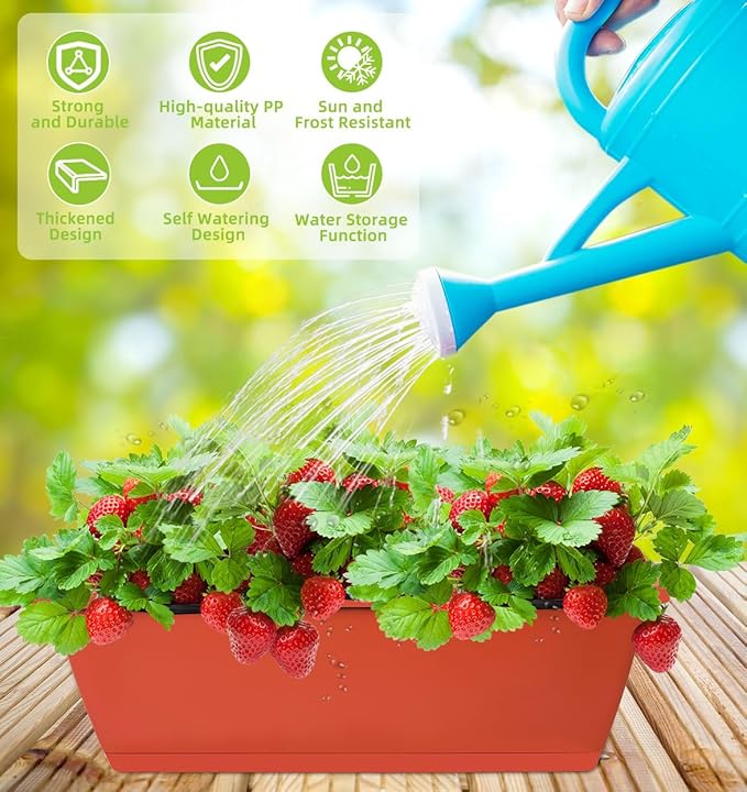 Window Box Planter, 7 Pack Plastic Vegetable Flower Planters Boxes 17 Inches - Image 4