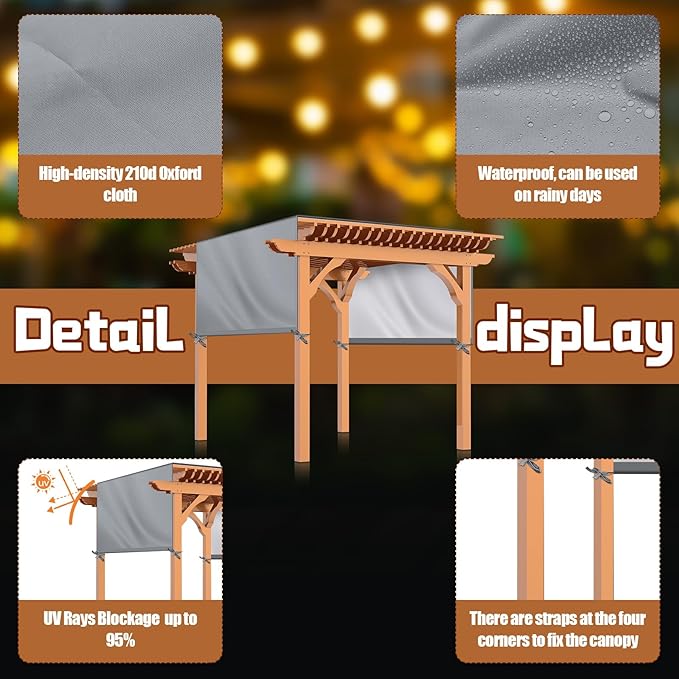 Universal Pergola Replacement Canopy Outdoor Canopy Shade Cover Waterproof - Image 3
