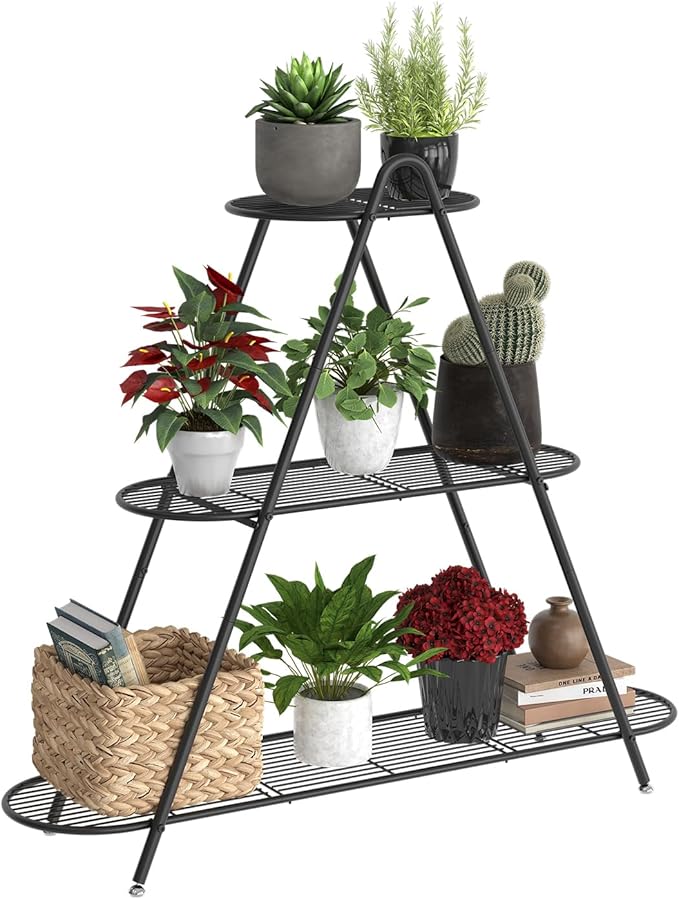 Plant Stand for Patio, 3-Tier Metal Plant Shelf–Indoor/Outdoor Display Rack for by Furshus