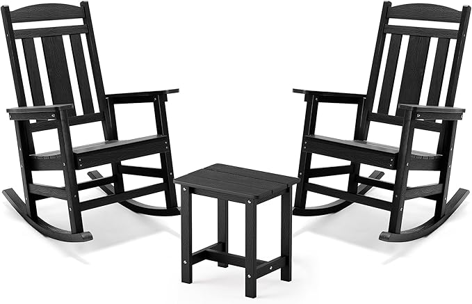 LUE BONA Outdoor Rocking Chairs Set, HDPS Poly Porch Rockers by LUEBONA