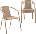 VINGLI PE Rattan Outdoor Dining Chairs Set of 4, Plastic Stackable Patio Chairs by VINGLI
