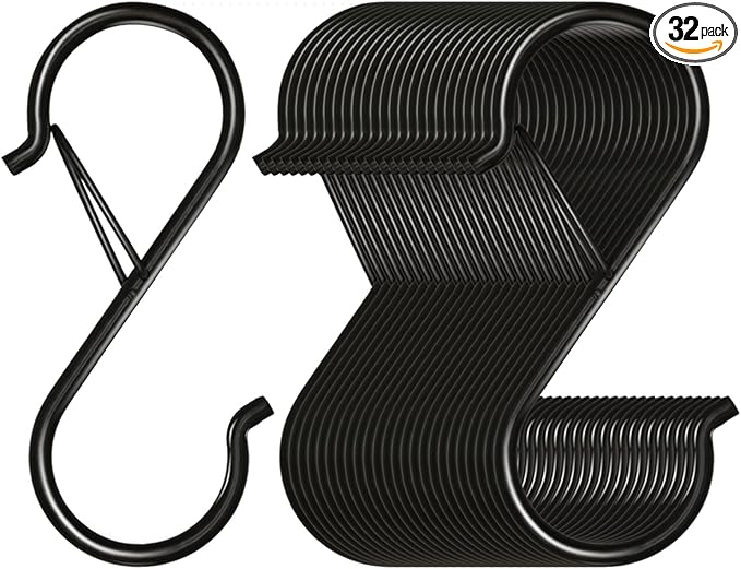 32 Pack S Hooks for Hanging, 3.5 inch Heavy Duty Metal S Hooks by Waitkey