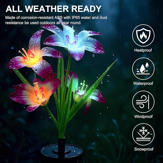 Upgraded Solar Garden Lights, 4 Pack Outdoor Solar Lights, New Round Panel - Image 5
